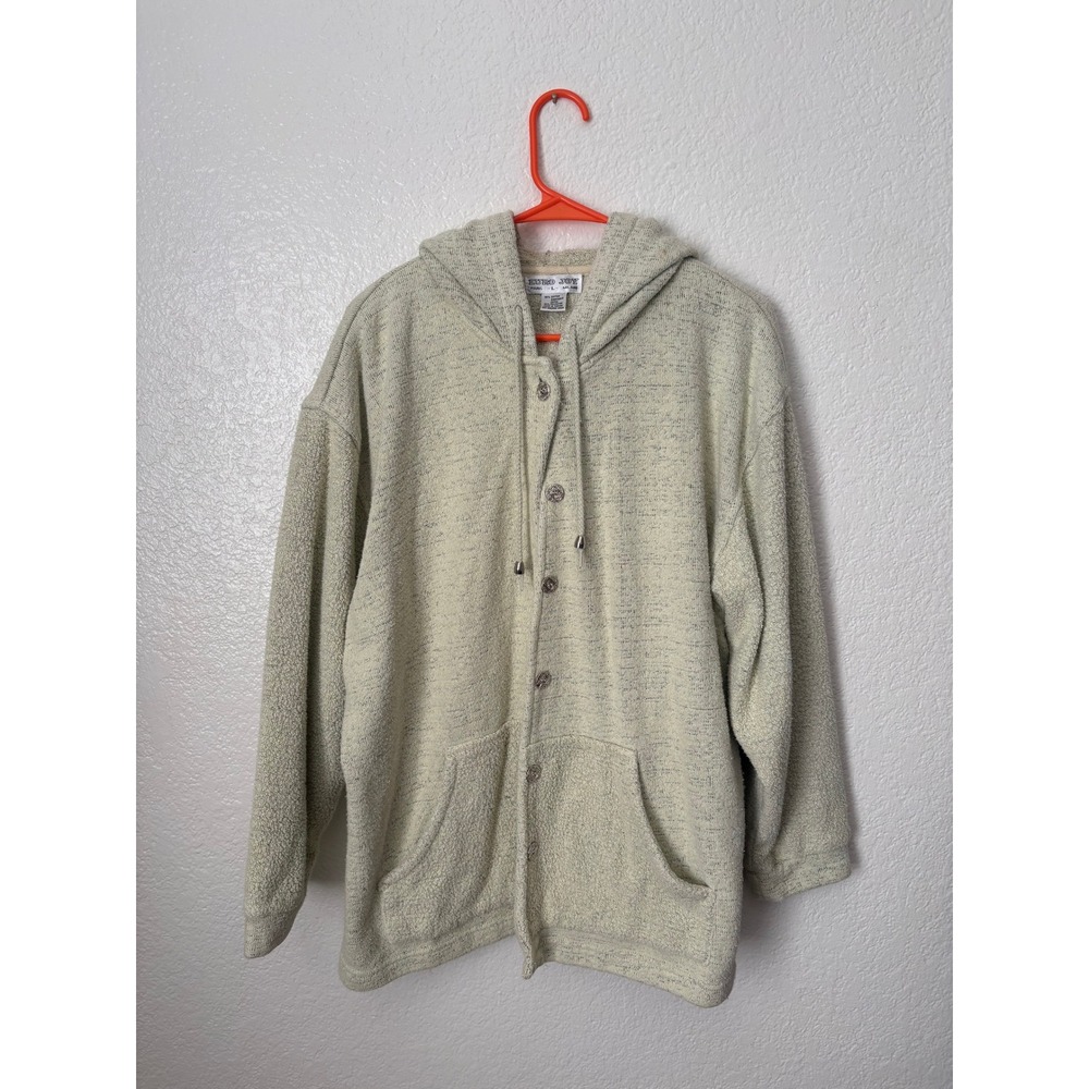 VNTG EURO‎ JOY Green Knit Hooded Cardigan Cottagecore Grannycore Fairy Garden